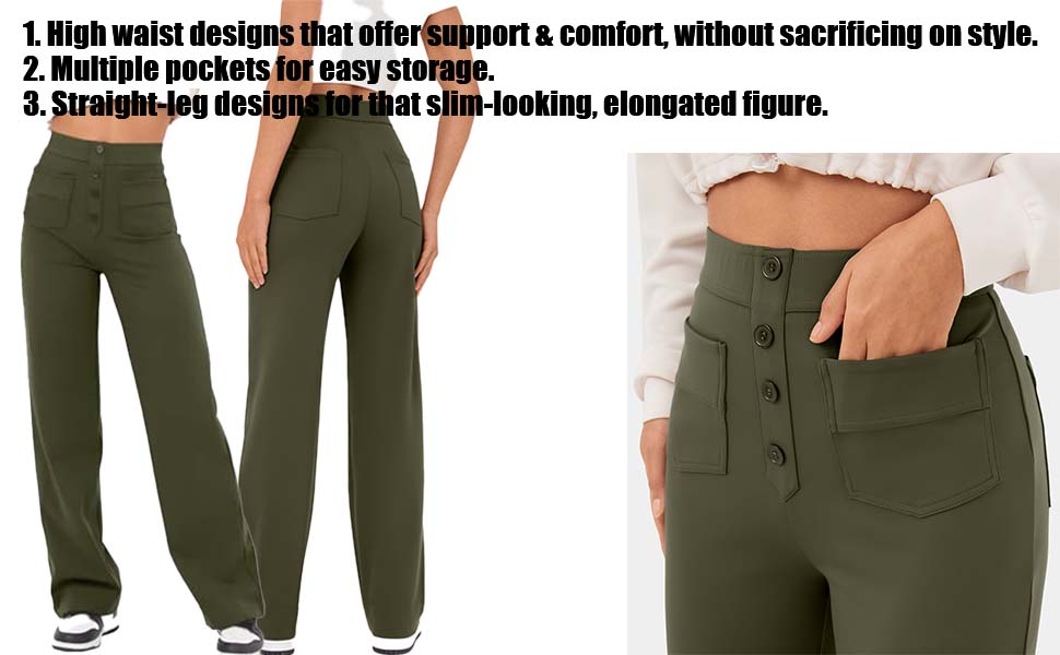 flexipants women wide multiple pockets straight leg pants