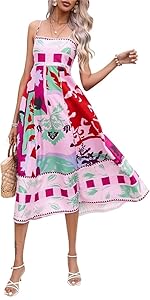 Women Spaghetti Strap Graffiti Maxi Dress