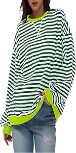 Women''s Striped Oversized Sweatshirt 2024