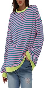 Women''s Striped Oversized Sweatshirt 2024