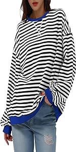 Women''s Striped Oversized Sweatshirt 2024