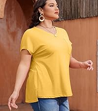 Plus Size V Neck Tops