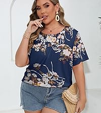 Plus Size Floral Tops