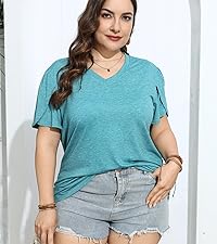 Plus Size Petal Sleeve Tops