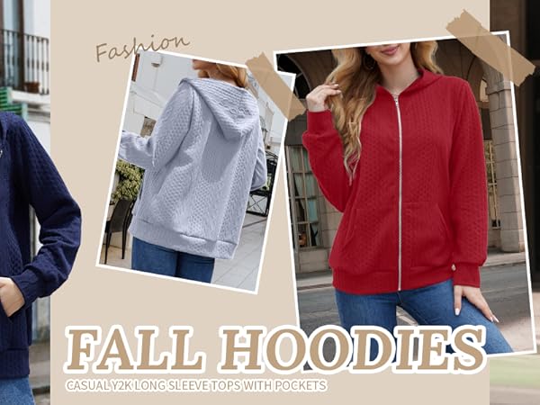 Womens Fall Fashion Hoodies Jackets with Pockets