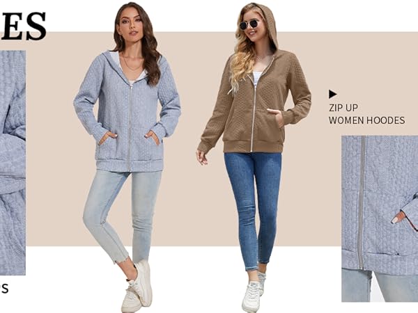 Full Zip for Women Oversized Fall Sweatshirts