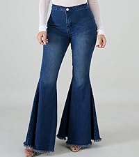 distressed bell bottom flare jeans denim pants