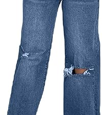 Womens Ripped Jeans High Waisted Distressed Jeans Destroyed Wide Leg Jeans Stretchy Denim Pants