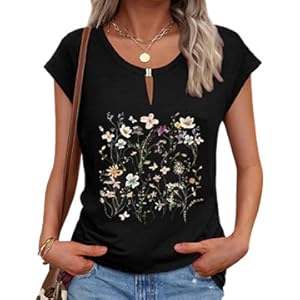 Women Vintage Flowers Graphic Summer Tee