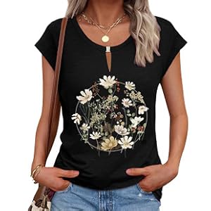 Women Vintage Flowers Graphic Summer Tee