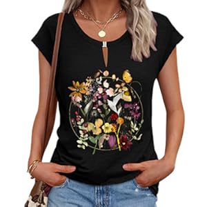 Women Vintage Flowers Graphic Summer Tee