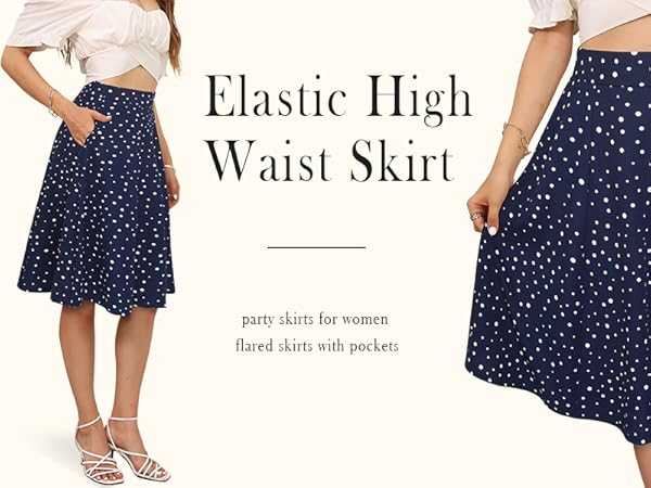 navy dot a line skirt casual knee length with pockets