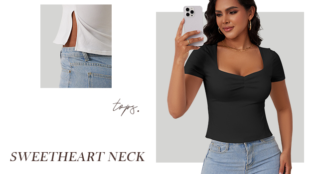 sweetheart neck tops for women