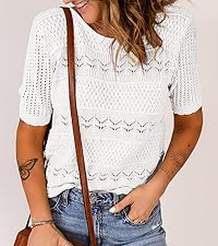 crochet short sleeve sweater for women