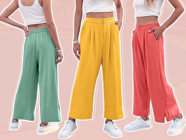 Poplab high waist wide leg cropped slack pants