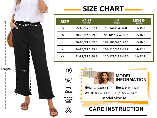 VXVGER Linen Pants for Women Summer Casual High Waist Cropped Pants