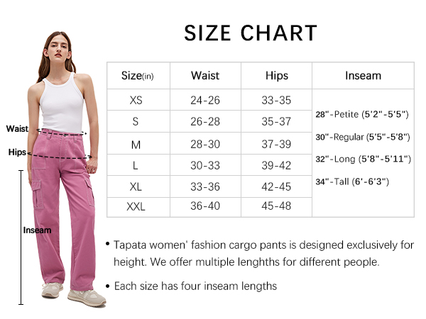 Women''s cotton cargo pants 32 inseam long