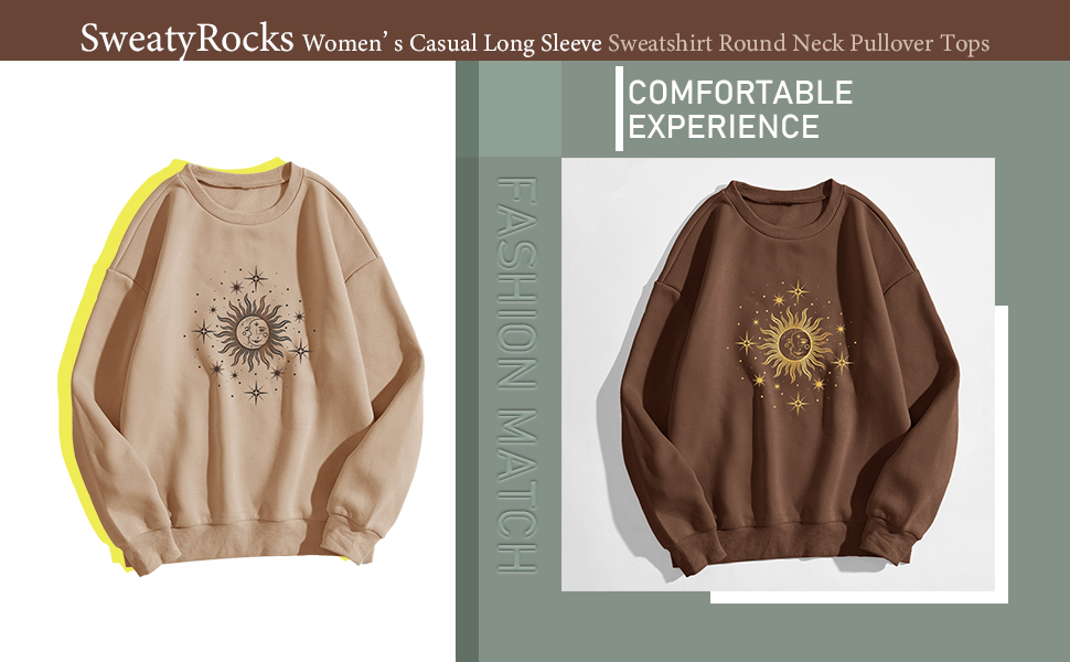 casual long sleeve sweatshirt round neck pullover top graphic print sweatshirt for women