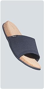 Navy knitted reflexology womens slider