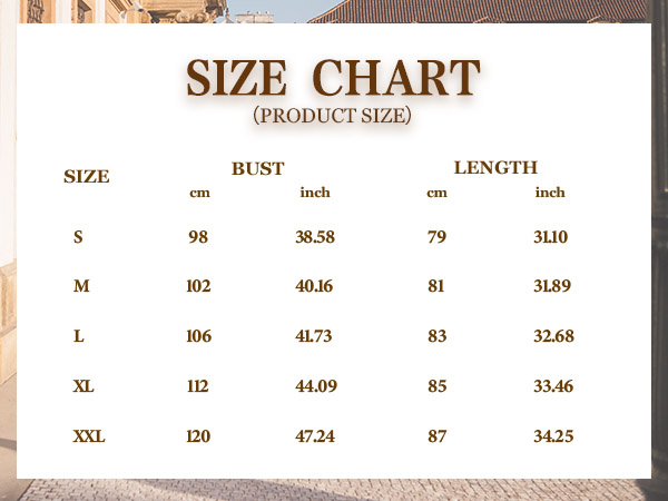 2023 Fall Cardigan Sweaters SIZE CHART