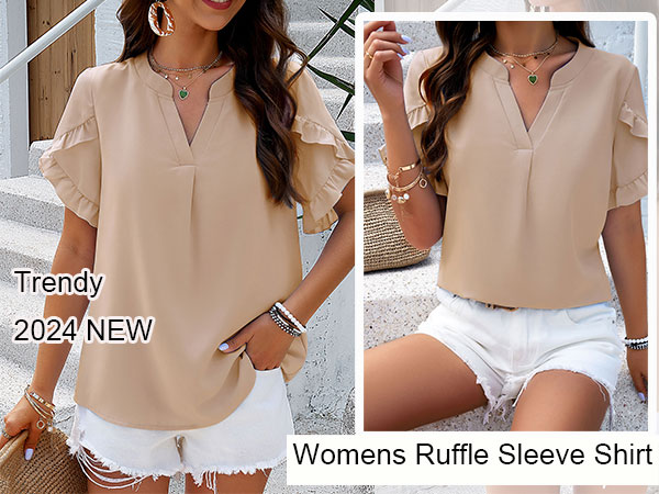 MEILIFIGOO RUFFLE SLEEVE SHIRTS