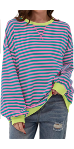 Oversized Striped  Sweatshirt