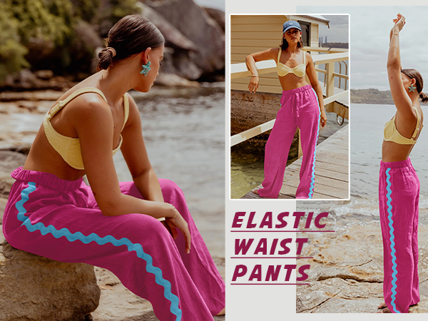 womens casual pants for women fashion trendy beach baggy pants high waisted wide straight leg y2k