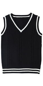 Women''s V Neck Cable Knit Sleeveless Sweater Vest 