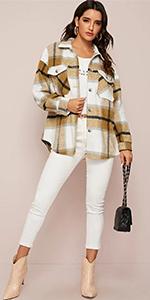 Womens Casual Wool Blend Jackets Outerwear