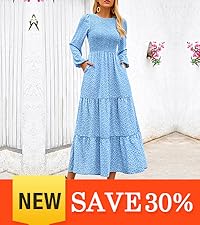 Womens Dresses 2024 Puff Sleeve Floral Casual Summer Dresses Smocked Backless Beach Flowy Maxi Dress