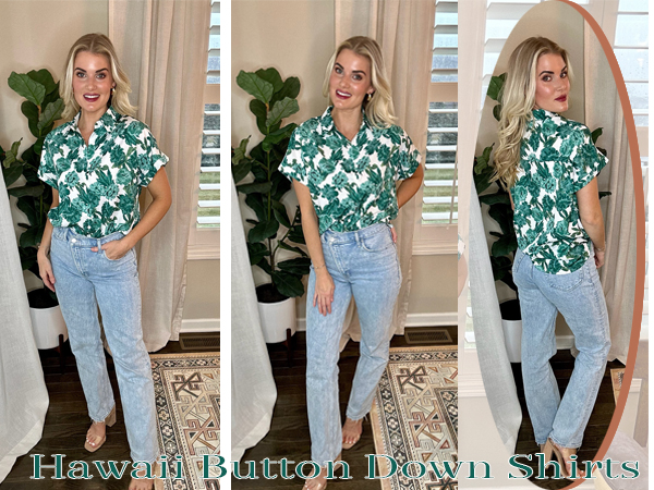 hawaii button up blouses women