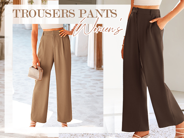 wide leg pants dress pants business casual pants for women elastic waist pants trousers work pants