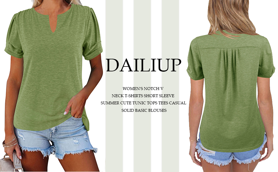 Dailiup women V neck t- shirt