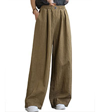 khaki linen palazzo pants for women summer