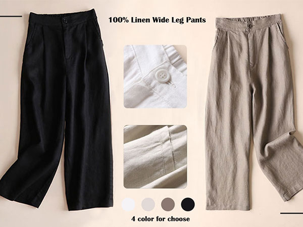 linen wide leg capri pants