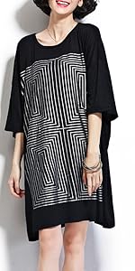 ELLAZHU OVERSIZED CASUAL BLACK TSHIRT DRESS