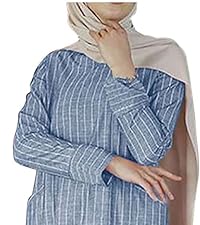 Muslim Dresses for Women Robe Dress Islamic Ladies Conservative Abaya Dress Stripe Prayer Clothes