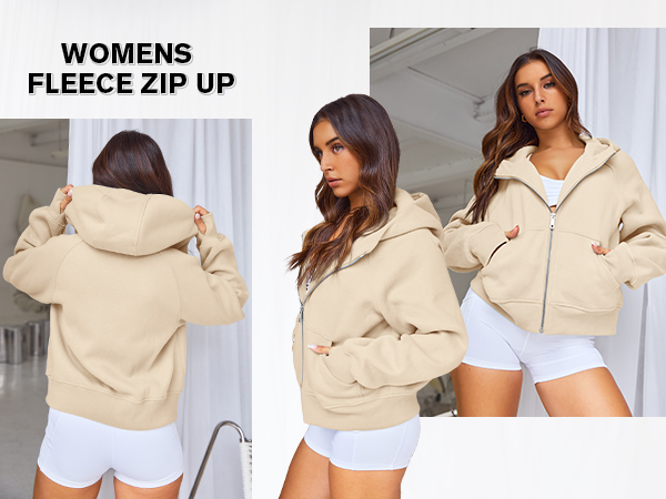 Womens Full Zip Up Hoodies Long Sleeve Jacket Teen Girls Cute Y2k Winter Coat