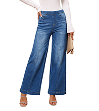 baggy pull on jeans for women elastic waist PAGHGDBAA