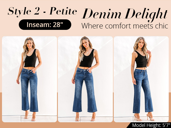 petite wide leg jeans for women PAGHGDGHE