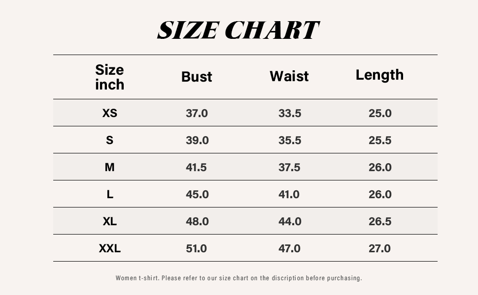 sweatshirt size chart