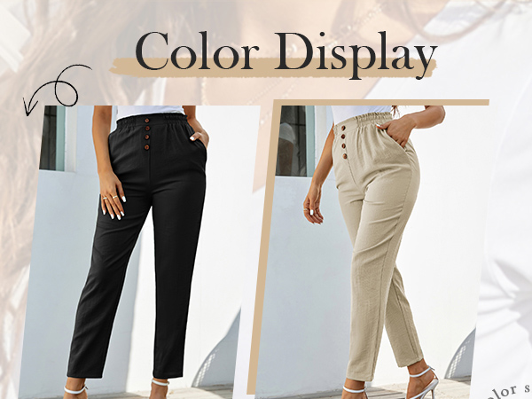 Women''s Button Trousers Casual Work Office Basic Pants