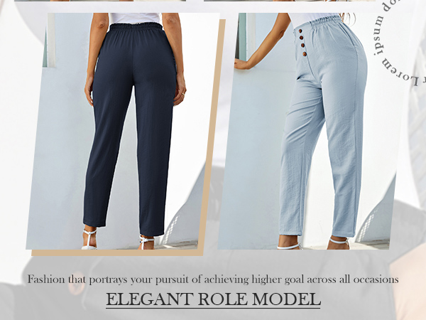 Women''s Button Trousers Casual Work Office Basic Pants