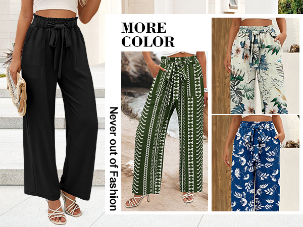 Flower Pants for Women,Summer Floral Palazzo Pants,Womens Wide Leg Pants,Beach Vacation Outfits