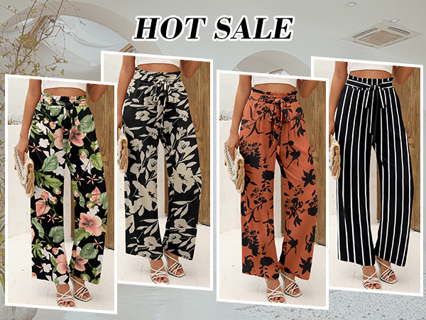 Angerella Wide Leg Floral Pants for Women Ladies Girls 