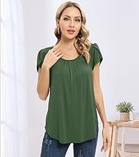 YSYOKOW Womens Summer Casual T Shirts Short Sleeve Blouses Tunic Tops with Pockets