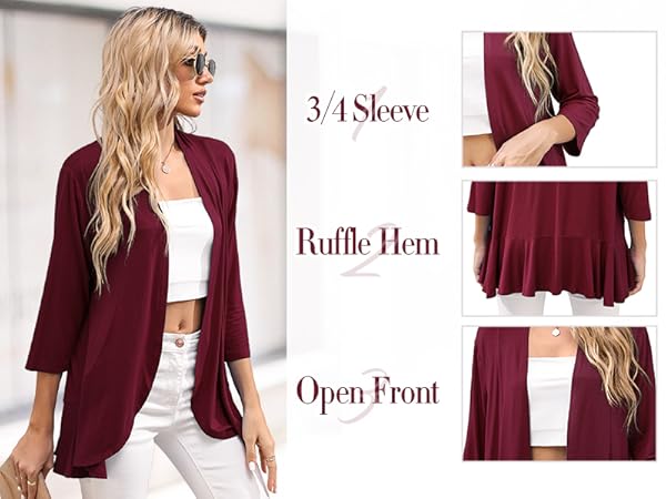 lightweight 3 4 sleeve cardigan