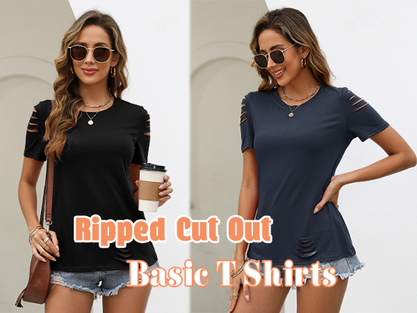 ripped cut out t shirts 2024