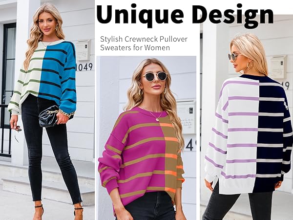 Stylish Colorblock Striped Sweater