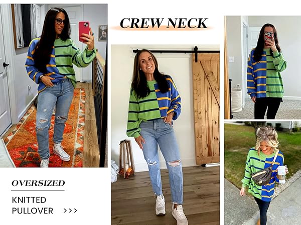 Crew Neck Colorblock Sweater